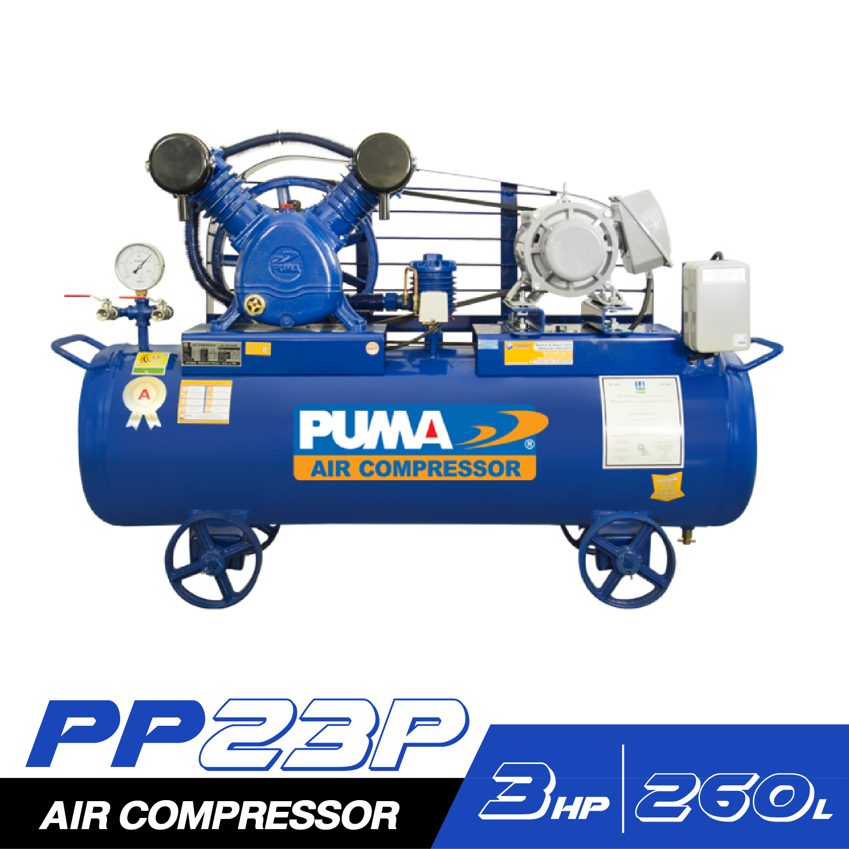 ชุดปั๊มลม PUMA PP23P-HI380V-MG 3HP ถัง 260L ชุดปั๊มลม PUMA PP23P-HI380V-MG 3HP ถัง 260L
